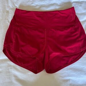 Never worn Red Speed Up Shorts Lululemon Size 6 High Rise!